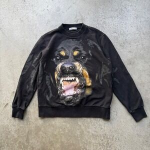 Givenchy Black Rottweiler Dog Print Crewneck Sweatshirt Mens XS